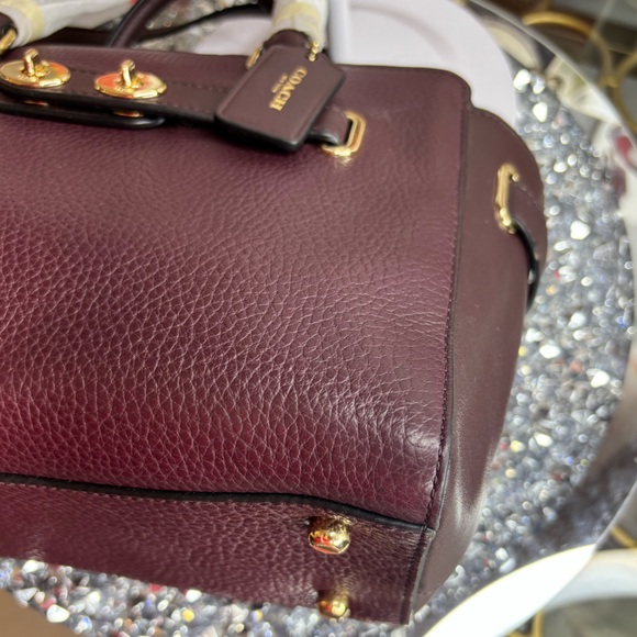 Coach Dark Purple Satchel with Gold Accents - Picture 13 of 15